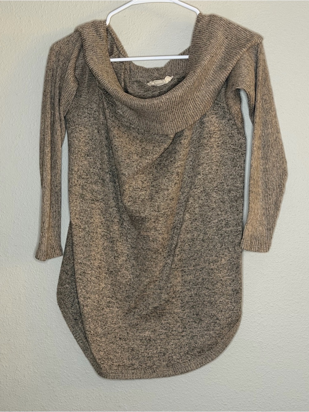 No frills Los Angeles Cowl Neck Minimalist Sweater Brown Knit Relaxed Boho Large